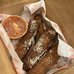 Fried cheese logs