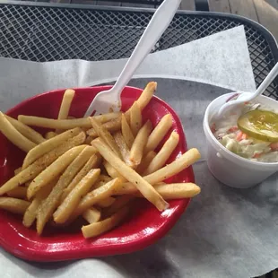 Garlic fries and slaw