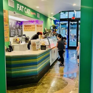 the interior of a fat cat cafe