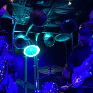 a band performing on stage