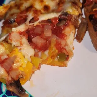 two slices of pizza on a plate