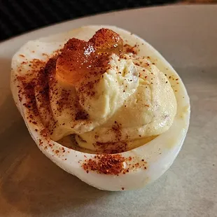 You get 3 but we ate them too fast. Beautiful devilled egg with salmon roe