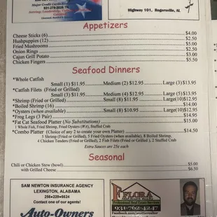 menu