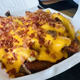 Fresh cut fries with bacon and cheese