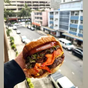 Lobster cheeseburger.