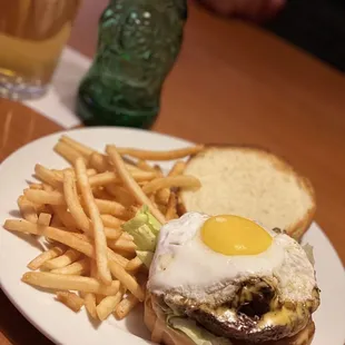 The Fat Choi Burger  Braised beef,Bacon,cheddar,fried egg