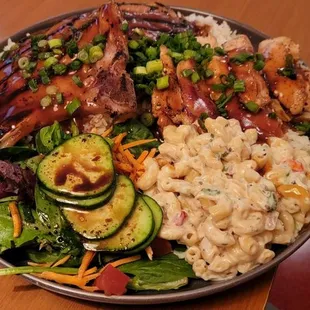 Grilled Pork Chop Teriyaki with Rice and Macaroni
