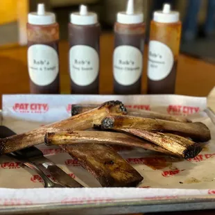 a tray of beef bones