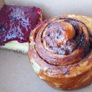 Super Berry cheesecake bar, Mexican chocolate croissant