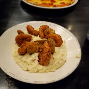 Shrimp and grits, pepperoni pizza, and chicken gumbo.