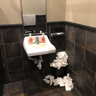 a sink and toilet paper
