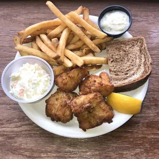 Fish fry, 8Oz of Cod, fries, coleslaw, rye, tartar and a lemon