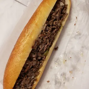 Cheesesteak with long hots - delicious!