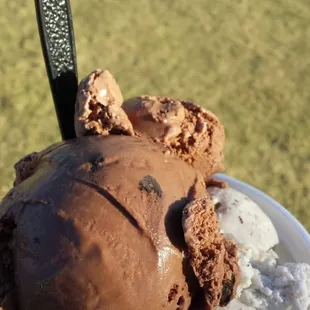 Chocolate Brownie Nut and Cookies n Cream in a large bowl ($4)