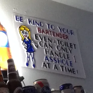 Be kind to your bartender ...