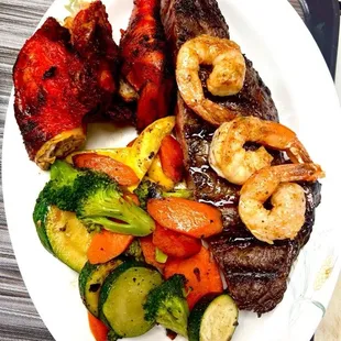 Steak shrimp and chicken