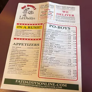 menu