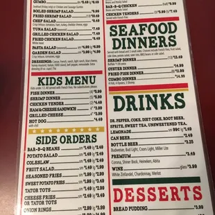 Dinners, Soups, Salads, Sides, Kids Options...