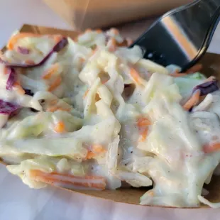 a plate of coleslaw