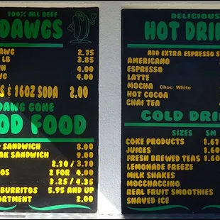 The menu is posted on the front of the restaurant, and offers something for every taste.