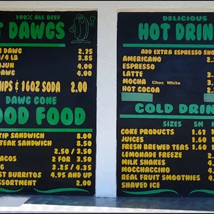 The restaurant's motto is "Dawg Gone Good Food," and the menu lists the choices the restaurant offers.