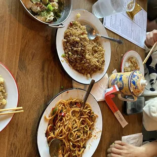 Chili wontons, Dragon Fried Rice, Dragon Noodles