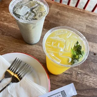 Black sesame milk tea. Mango mint.