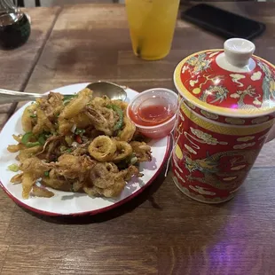 Calamari &amp; hot tea.