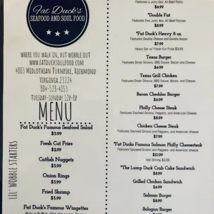 The new menu @ Fat Duck's