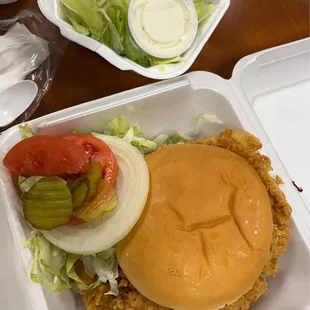 Pork Tenderloin Sandwich with side salad