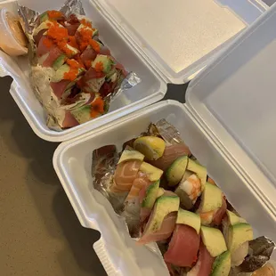 Sakura Roll and Spicy Rainbow Roll!