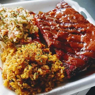 Spare Rib Dinner w/ Rib-Tip Perlo Rice &amp; Cranberry Coleslaw