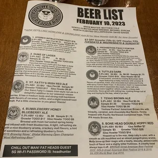 Beer list