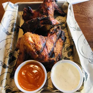 3 smoked wings. More like 6. Very tasty, smoky and a nice spicy kick. House made ranch awesome.