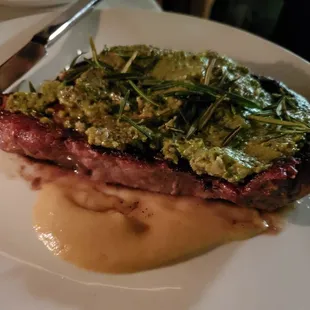 Steak with a fresh pesto