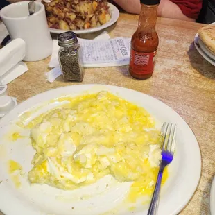 I got the fat Jack special two eggs with grits and wheat toast, my son has dish he creates with sides.