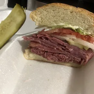 Corn beef, pastrami, and salami subroll, half left!