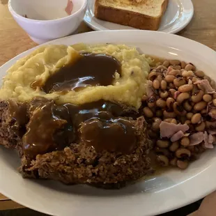 Fri/5:00Pm - Meatloaf, Mashed Potatoes w/Dk Brown Gravy &amp; (1) Veggie: $7.98 + .07% tax + 0.18% tip = $ .