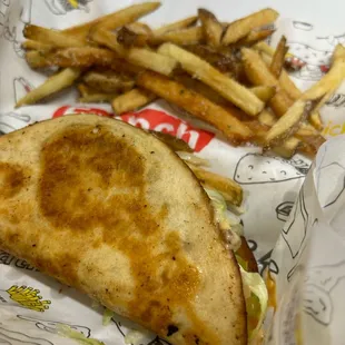 a sandwich and fries