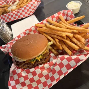 Old Fashioned Burger with fries