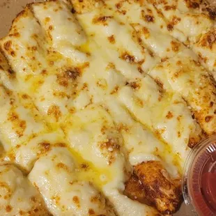 a cheese pizza in a box