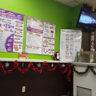 Menu posted on the wall