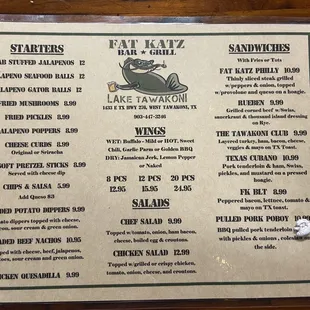 Front of menu.