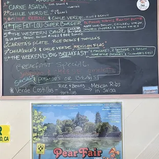 Menu on the wall