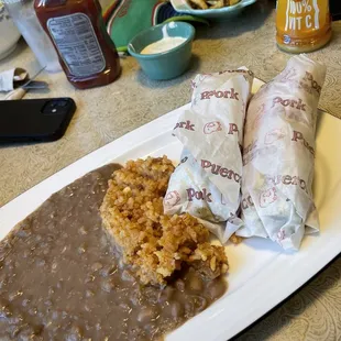Tamales with rice and beans