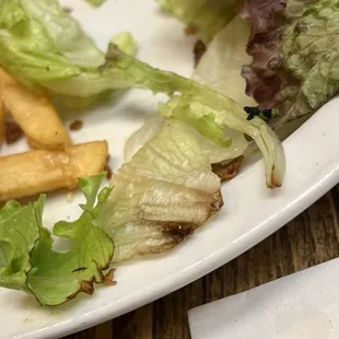 Rotten salad that the manager tries to convince me that this is okay to eat. Yuck!