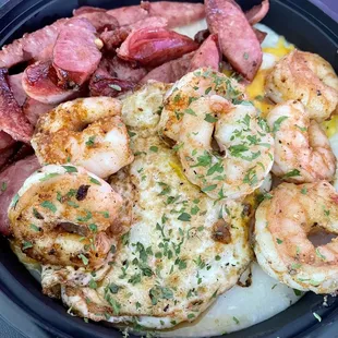 Close up of the Classic Shrimp &amp; Grits