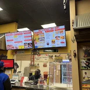 View of counter/pickup order window and menu