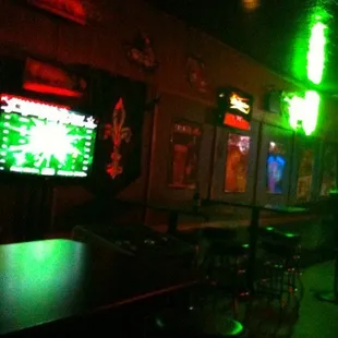 a bar with neon lights