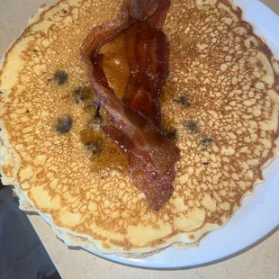 Kids Blueberry Pancake with bacon
